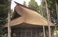 入母屋造りの茅葺屋根が完成